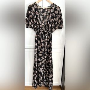 Floral Sheer Bikini Coverups Kimono Tie Front